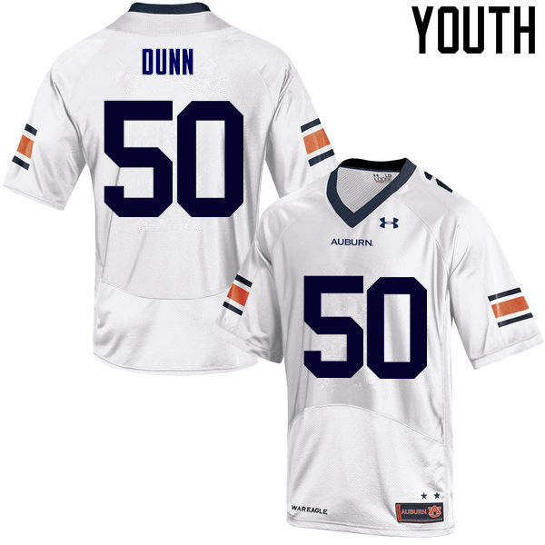 Youth Auburn Tigers #50 Casey Dunn White College Stitched Football Jersey